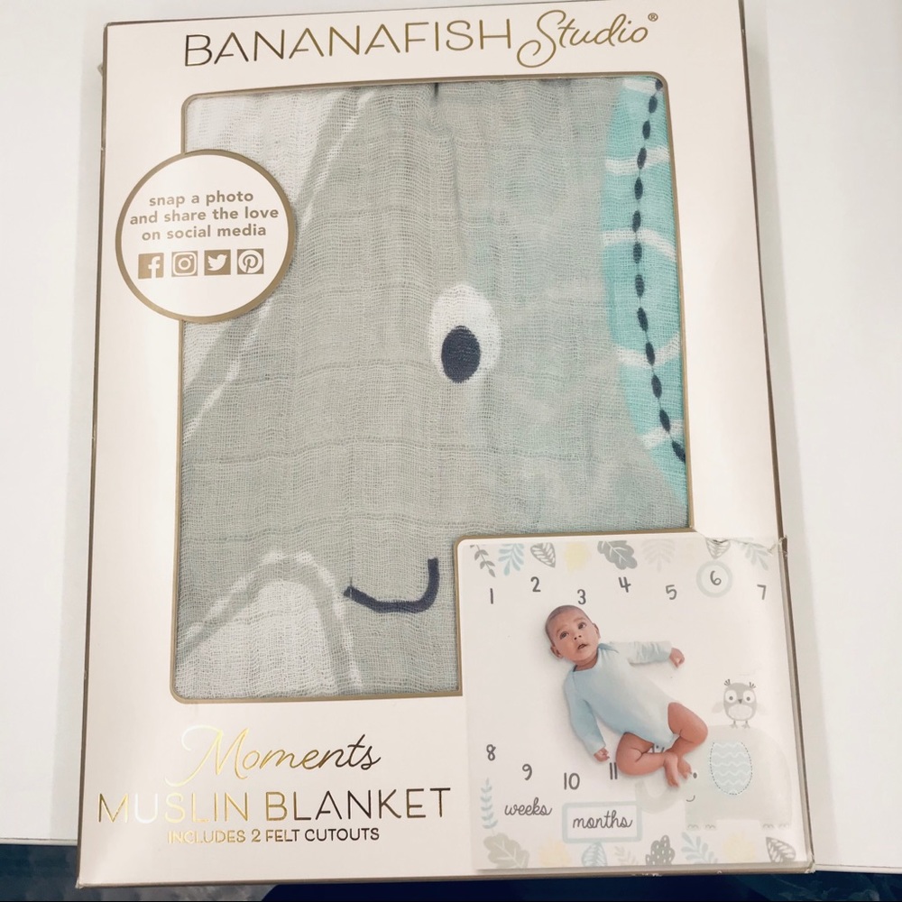 NWT muslin photo moment blanket & 2 felt frames